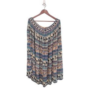 Vintage Phool Safari Giraffe Bird Tribal African Jungle Skirt Size Medium
